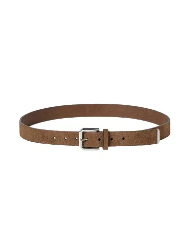Brunello Cucinelli Men's Reversed Leather Belt with Square Buckle and Tip - Chestnut | Thumbnail 1