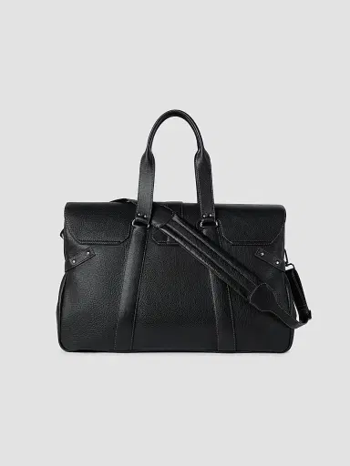 Brunello Cucinelli Men's Grained Calfskin Country Weekender Bag - Black | Thumbnail 3 Brunello Cucinelli Men's Grained Calfskin Country Weekender Bag - Black | Thumbnail 3