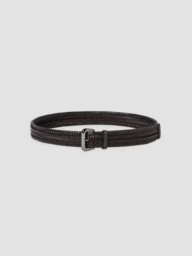 Brunello Cucinelli Women's Stretch Braided Leather Belt with Shiny Loop | Thumbnail 2