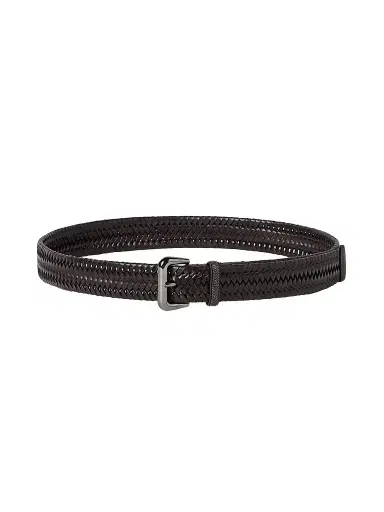 Brunello Cucinelli Women's Stretch Braided Leather Belt with Shiny Loop | Thumbnail 1