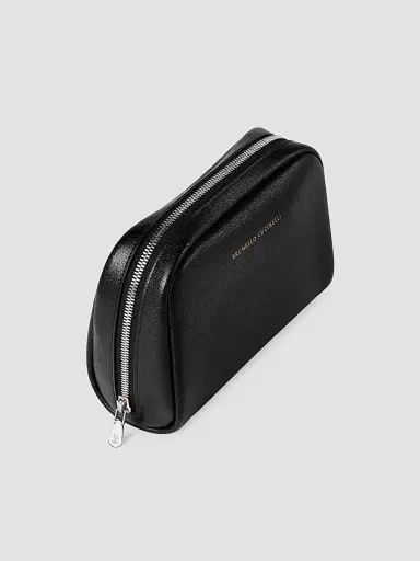 Brunello Cucinelli Brushed Leather Slim Beauty Case - Black | Thumbnail 3 Brunello Cucinelli Brushed Leather Slim Beauty Case - Black | Thumbnail 3