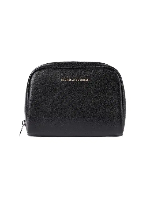 Brunello Cucinelli Brushed Leather Slim Beauty Case - Black