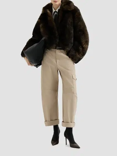 Brunello Cucinelli Women's Délavé Cotton Canvas Cargo Barrel Trousers With Monili - Beige | Thumbnail 6