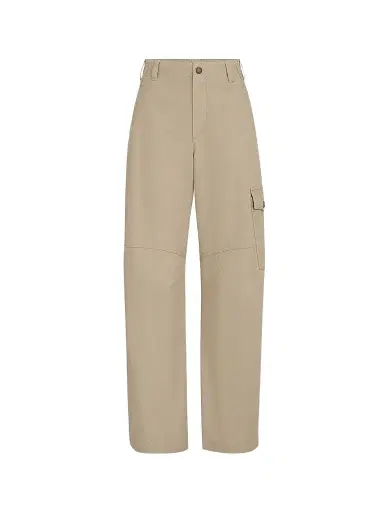 Brunello Cucinelli Women's Délavé Cotton Canvas Cargo Barrel Trousers With Monili - Beige | Thumbnail 1