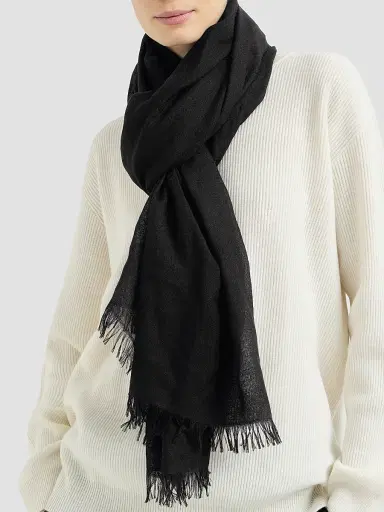 Brunello Cucinelli Women's Cashmere and Silk Scarf - Black | Thumbnail 4