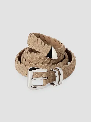 Brunello Cucinelli Men's Reversed Calfskin Braided Belt with Tip | Thumbnail 2 Brunello Cucinelli Men's Reversed Calfskin Braided Belt with Tip | Thumbnail 2
