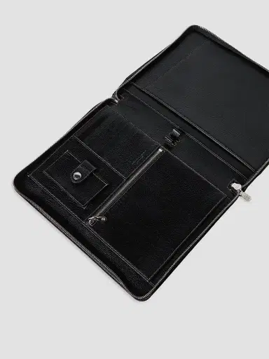 Brunello Cucinelli Men's Grained Calfskin Document Holder - Black | Thumbnail 4