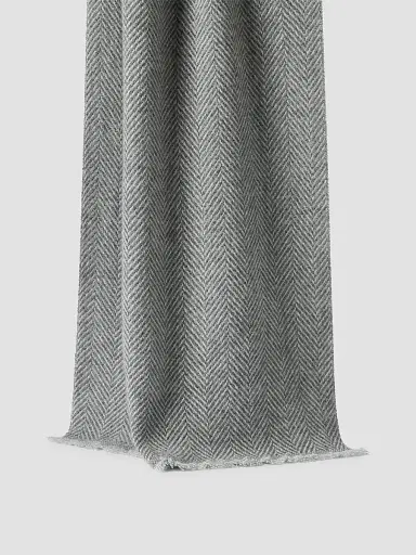 Brunello Cucinelli Men's Cashmere Chevron Scarf - Light Grey | Thumbnail 2 Brunello Cucinelli Men's Cashmere Chevron Scarf - Light Grey | Thumbnail 2