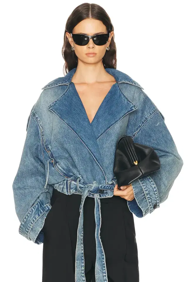 Brandon Maxwell Regan Denim Trench Jacket