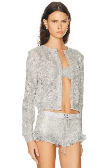 SIEDRES Poli Metallic Knit Cardigan | Thumbnail 3