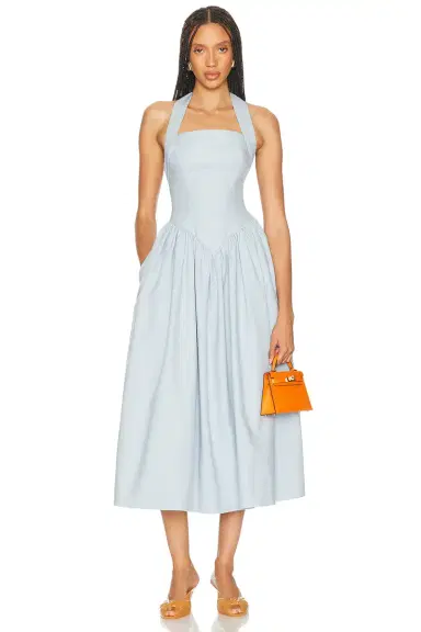 Helsa Faille Halter Midi Dress | Thumbnail 1