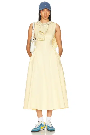 Helsa Stretch Cotton Sateen Midi Dress | Thumbnail 4