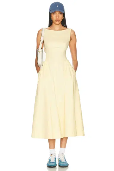Helsa Stretch Cotton Sateen Midi Dress | Thumbnail 1