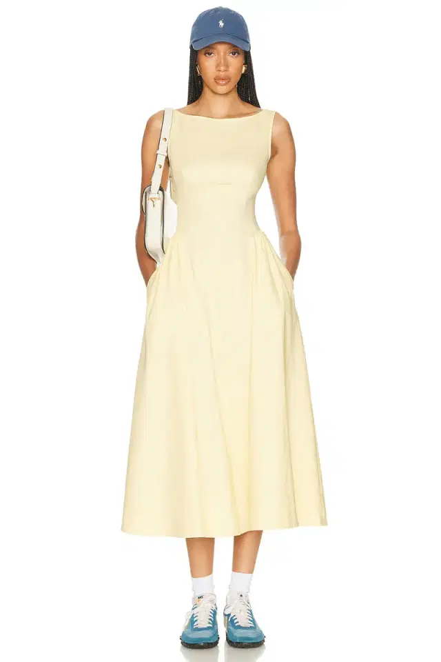Helsa Stretch Cotton Sateen Midi Dress
