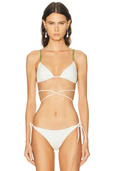DOLLA for FWRD Dolores Wrap Tortoli Pearl Straps Bikini Top | Thumbnail 1 DOLLA for FWRD Dolores Wrap Tortoli Pearl Straps Bikini Top | Thumbnail 1
