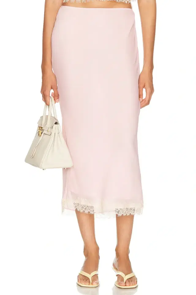 Helsa Viscose Georgette Slip Skirt With Lace