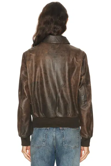R13 Boyfriend Leather Bomber Jacket | Thumbnail 4