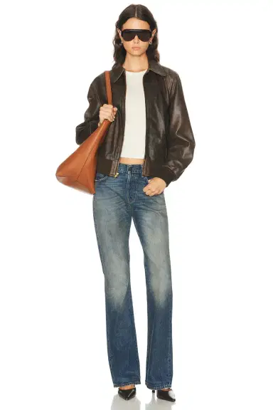 R13 Boyfriend Leather Bomber Jacket | Thumbnail 5