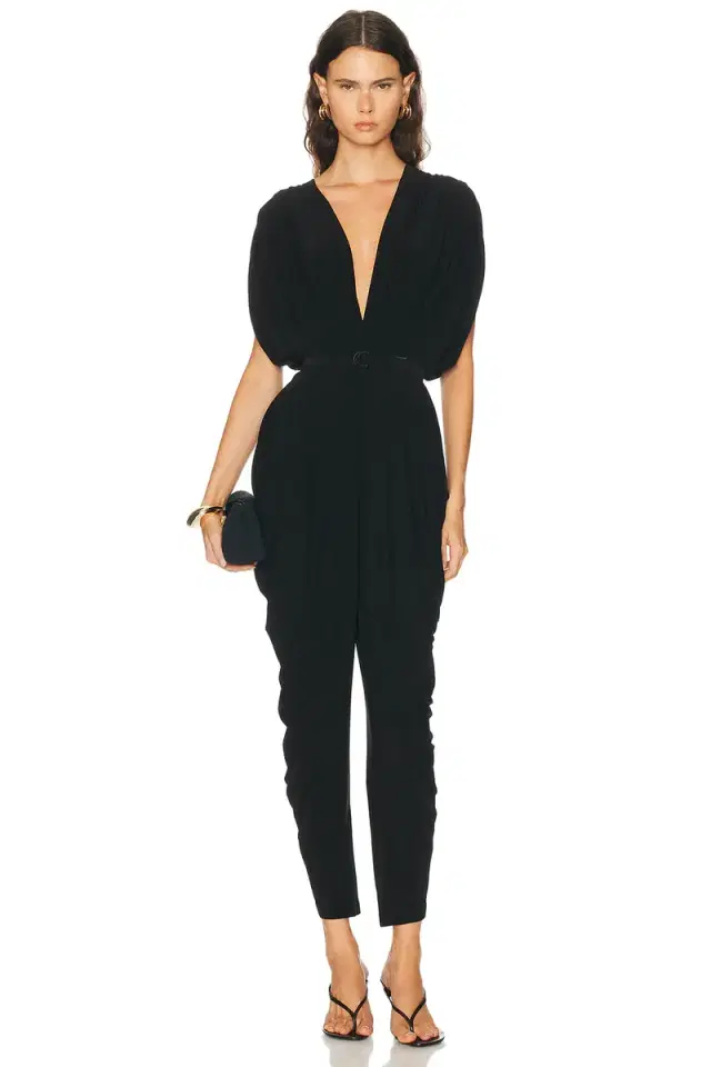 Norma Kamali Square Sleeve Waterfall Jumpsuit