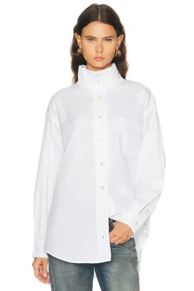 R13 Tall Collar Boyfriend Button Up Shirt | Thumbnail 2