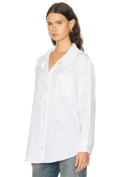 R13 Tall Collar Boyfriend Button Up Shirt | Thumbnail 3