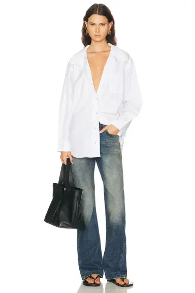 R13 Tall Collar Boyfriend Button Up Shirt | Thumbnail 5