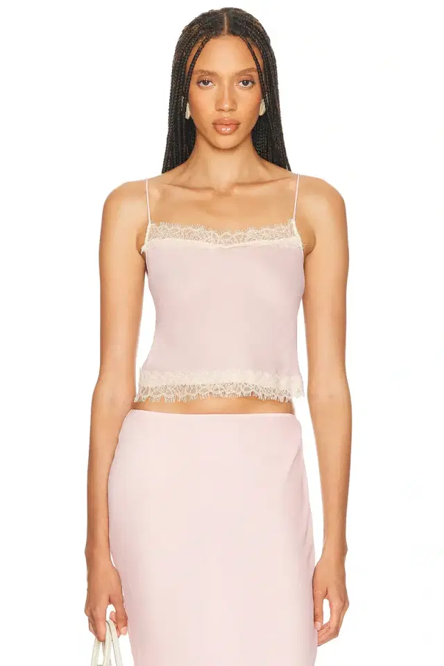 Helsa Viscose Georgette Cami With Lace