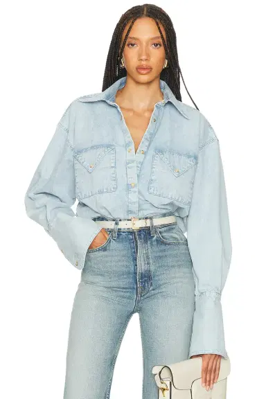 Helsa Washed Denim Shirt | Thumbnail 1