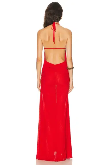 SIEDRÉS Nensi Ruched Mesh Maxi Dress | Thumbnail 3