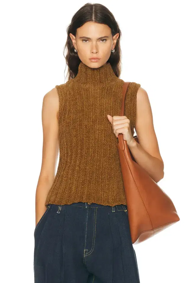 R13 Ribbed Sleeveless Turtleneck Sweater