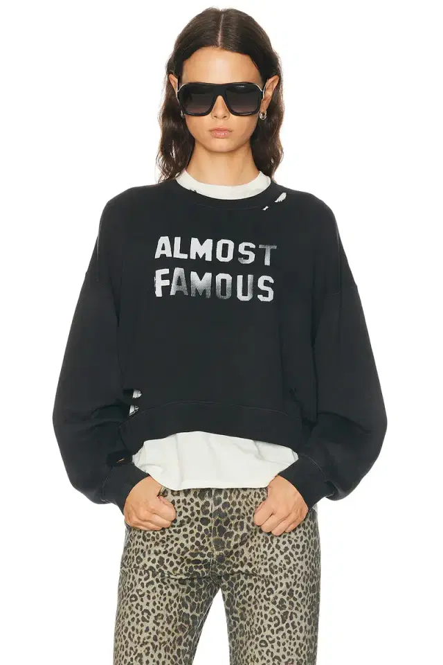 R13 Almost Famous Cropped Crewneck Sweatshirt