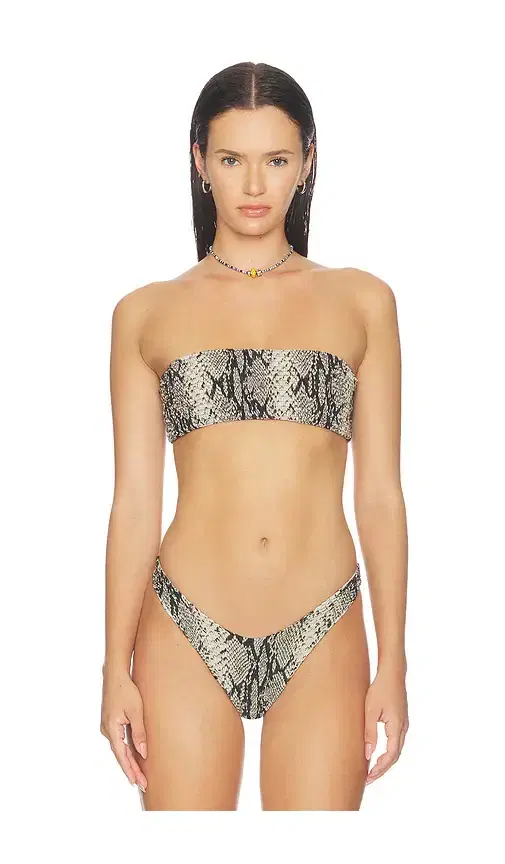 Indah Hall Printed Bandeau Bikini Top