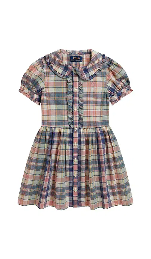 Polo Ralph Lauren Kids Short Sleeve Madras Plaid Collared Dress