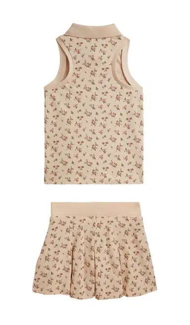 Polo Ralph Lauren Kids Sleeveless Stretch Mesh Floral Shirt With Pleated Skirt | Thumbnail 2