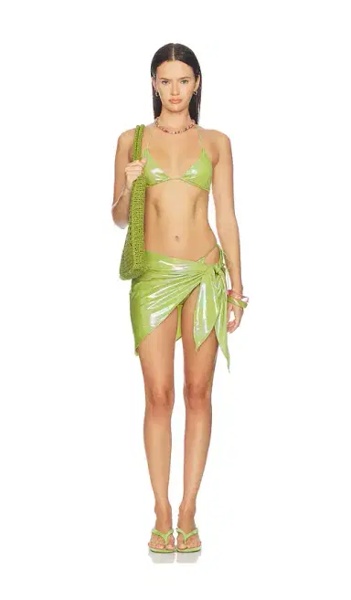 naranja furcado Latex Splash Triangle Bikini Set | Thumbnail 4