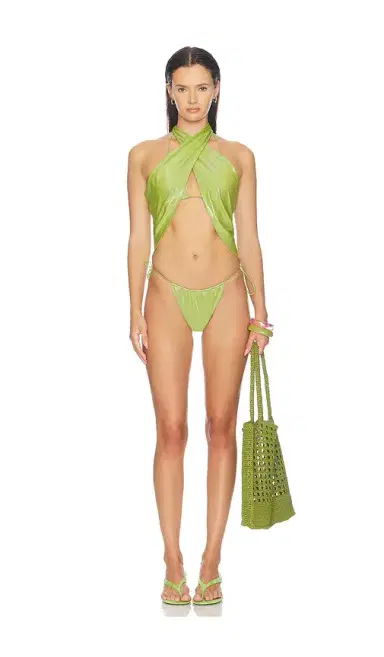 naranja furcado Latex Splash Triangle Bikini Set | Thumbnail 5