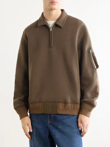 Sacai Cotton-Blend Half-Zip Sweater - Men | Thumbnail 3 Sacai Cotton-Blend Half-Zip Sweater - Men | Thumbnail 3