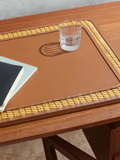 Ralph Lauren Home Bailey Rattan-Trimmed Leather Desk Blotter - Men | Thumbnail 2