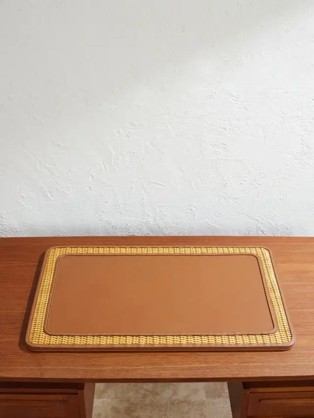 Ralph Lauren Home Bailey Rattan-Trimmed Leather Desk Blotter - Men