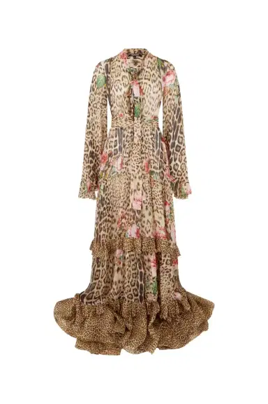 Roberto Cavalli Jaguar Roses Print Dress | Thumbnail 1