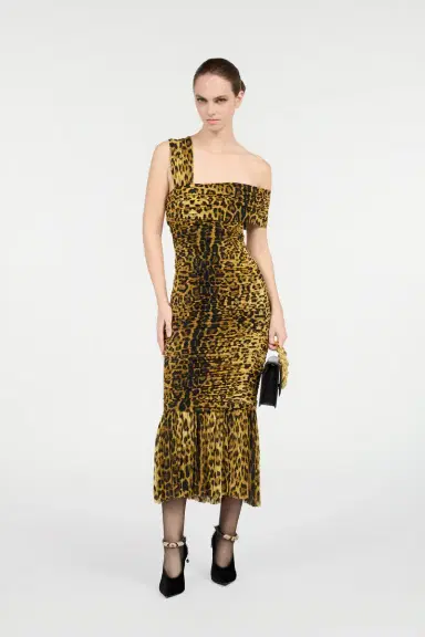 Roberto Cavalli Midi Dress With Jaguar Skin Print | Thumbnail 7