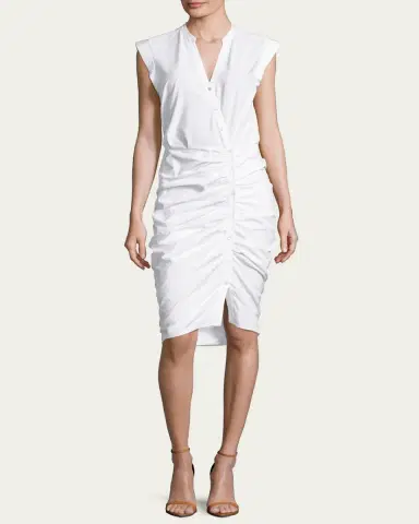 Veronica Beard Sleeveless Ruched Poplin Shirtdress | Thumbnail 2