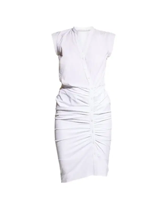 Veronica Beard Sleeveless Ruched Poplin Shirtdress