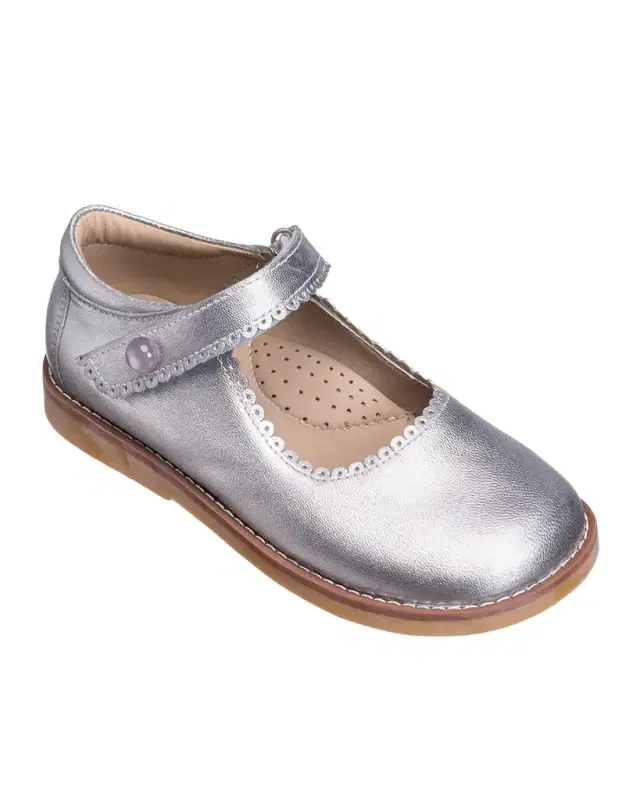 Elephantito Girl's Scalloped Leather Mary Jane