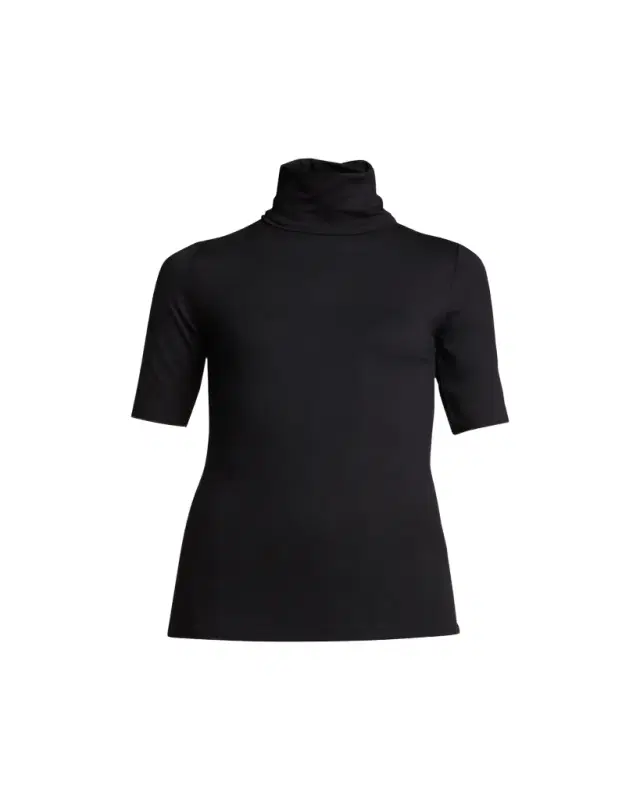 Majestic Filatures Soft Touch Elbow-Sleeve Turtleneck