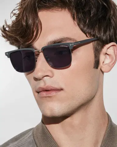 Tom Ford Men's FT0997-Hudson Half-Rim Square Sunglasses | Thumbnail 4 Tom Ford Men's FT0997-Hudson Half-Rim Square Sunglasses | Thumbnail 4