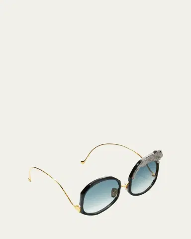 Anna-Karin Karlsson Rose Et Le Reve Leopard Round Acetate Sunglasses | Thumbnail 3