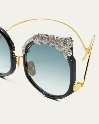 Anna-Karin Karlsson Rose Et Le Reve Leopard Round Acetate Sunglasses | Thumbnail 4