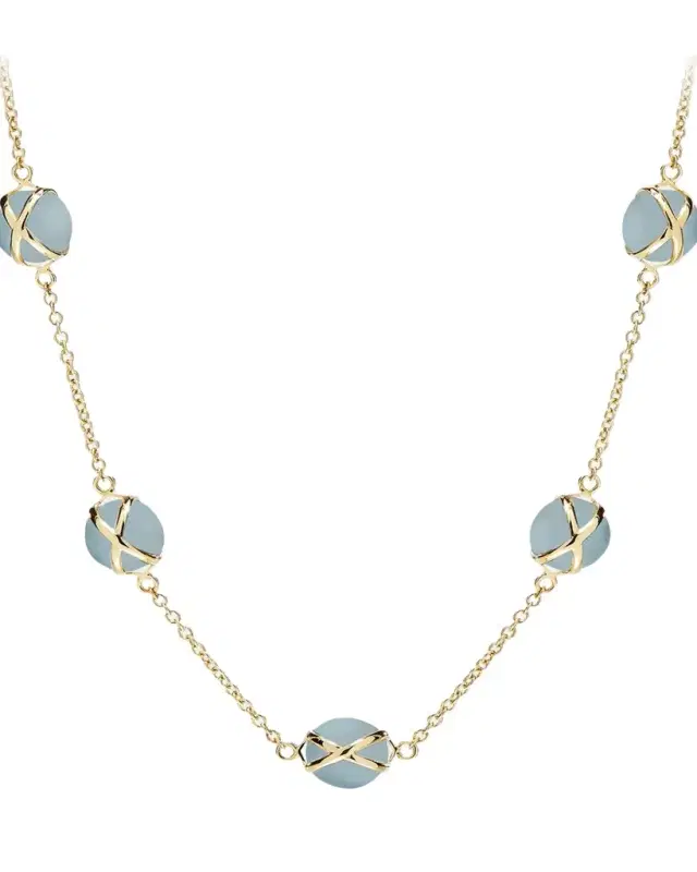 L. Klein 18k Gold Prisma Aquamarine Chain Necklace