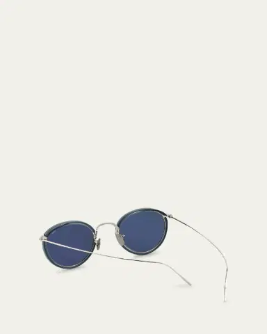 Eyevan Men's 717E Round Acetate-Wrapped Metal Sunglasses | Thumbnail 2